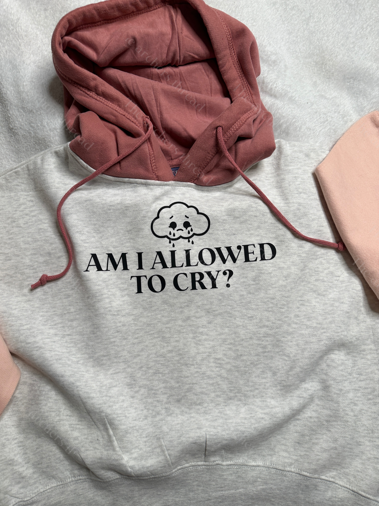 Am I allowed to cry? Color Block Cropped Hoodie